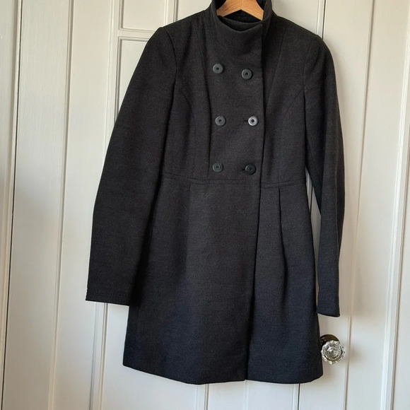 Zara Trafaluc Coat Womens XS Gray Outerwear Front Button  Pea Coat lined pockets - Picture 5 of 14